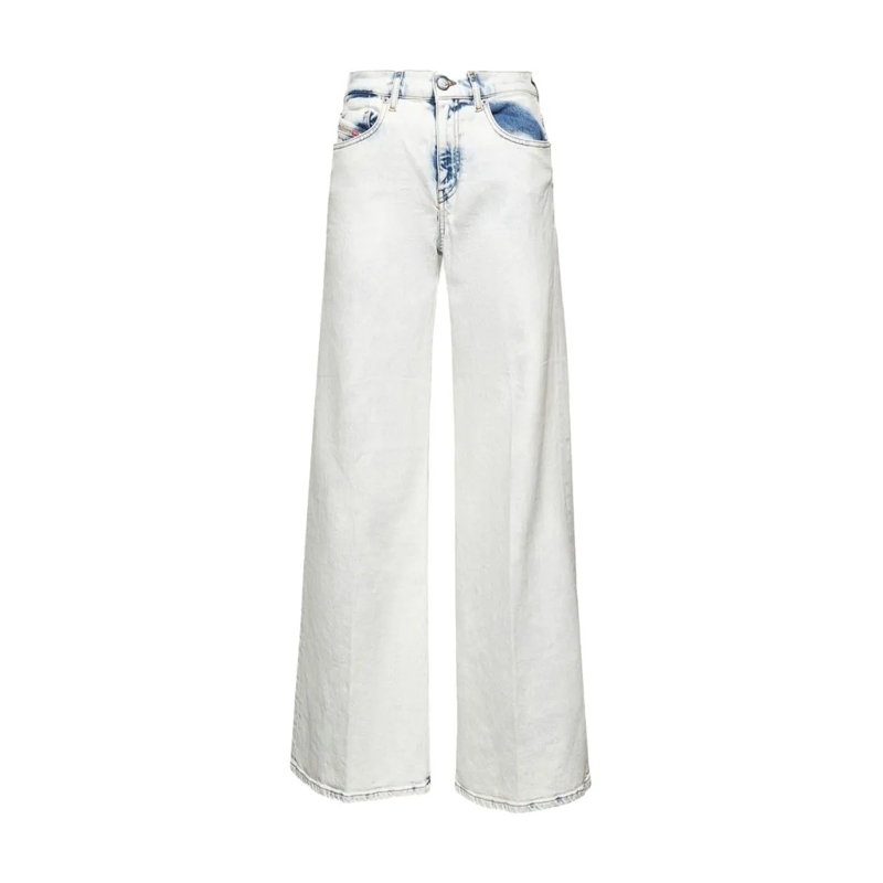 Diesel Jeans Wide-Leg High-Waist Jeans With Light Wash White