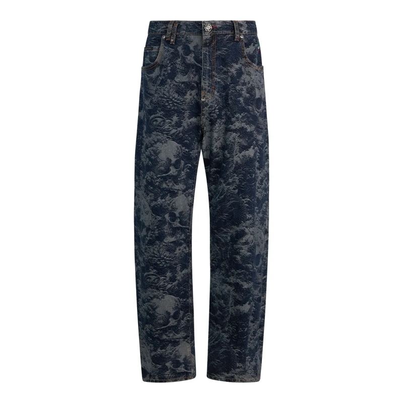 Philipp Plein Jeans Beach Boy Fit Jeans All-Over Skulls Skull blau