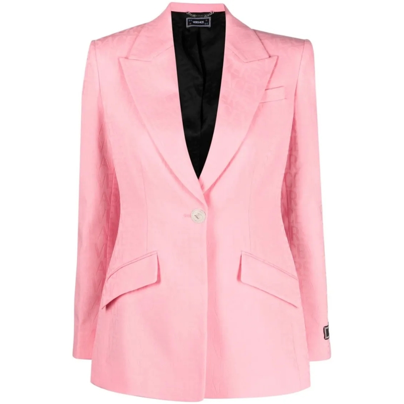 Versace Blazer Jacquard Logo-Motif Single-Breasted Blazer Pink
