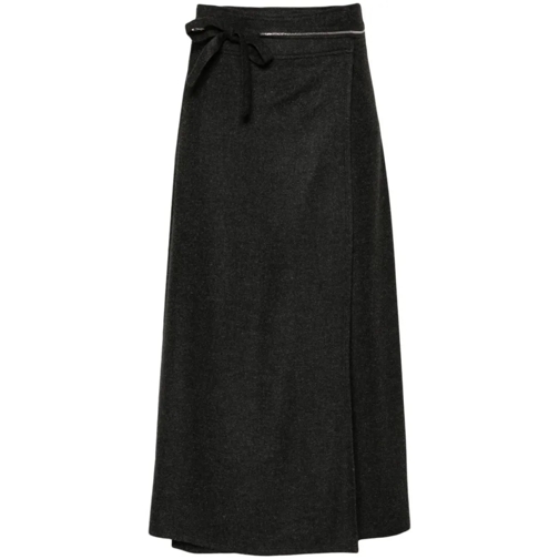 Peserico Gray Flannel Midi Skirt Black Gonne midi