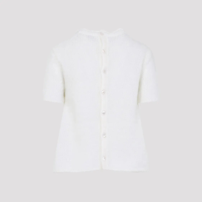 Loewe Trui Soft Mohair Blend Sweater With Button-Down Back White