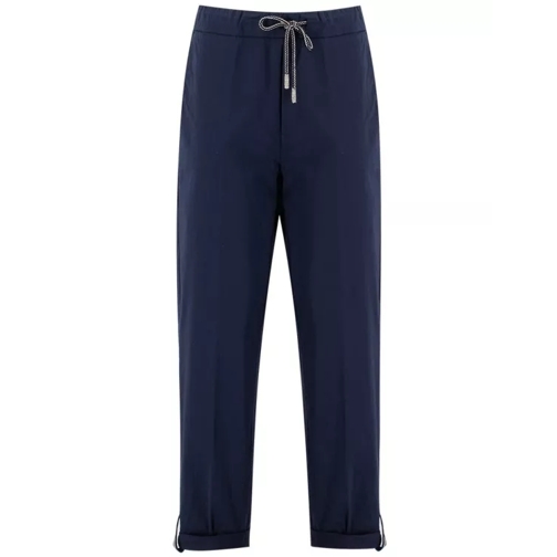 Panicale Navy Blue Regular Fit Trousers Blue Pantaloni