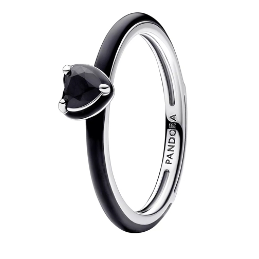 Pandora Heart sterling silver ring with black crystal and  Black Ring