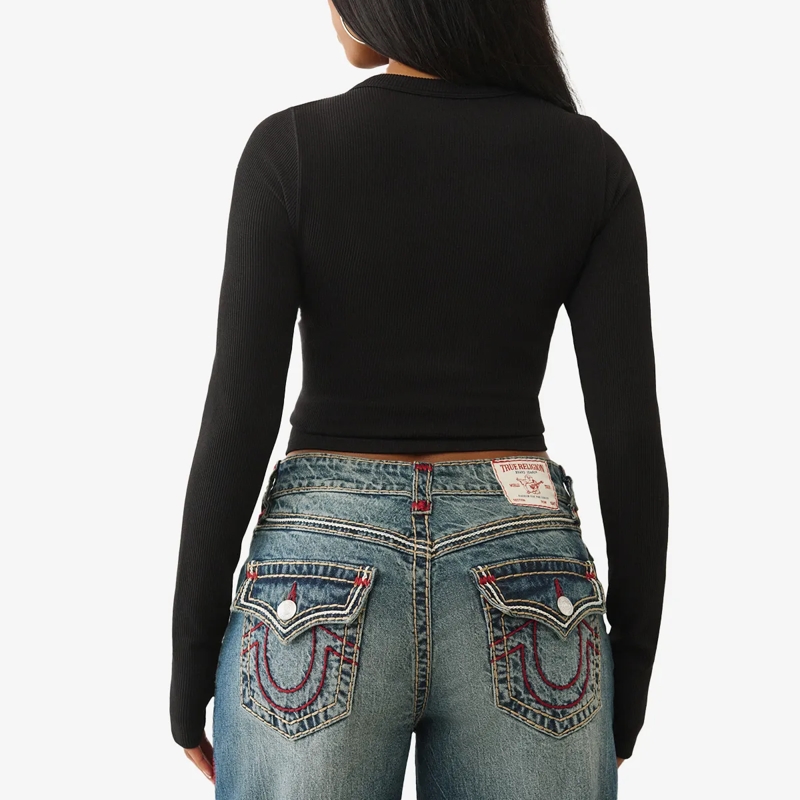 True Religion Bluse Langarmshirt schwarz(Image 4)