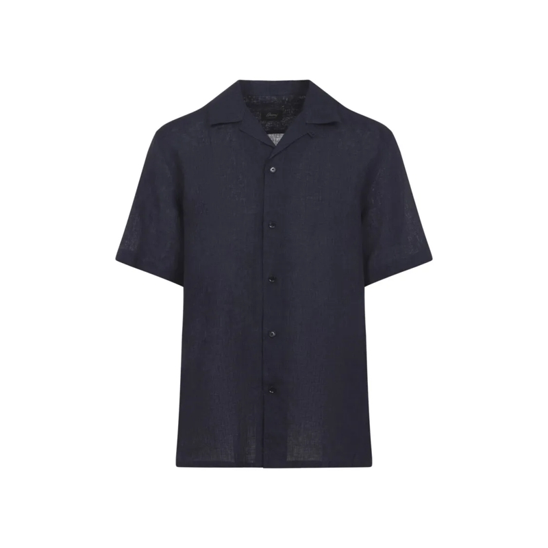 Brioni Hemd Tailored Short-Sleeved Linen Shirt Black