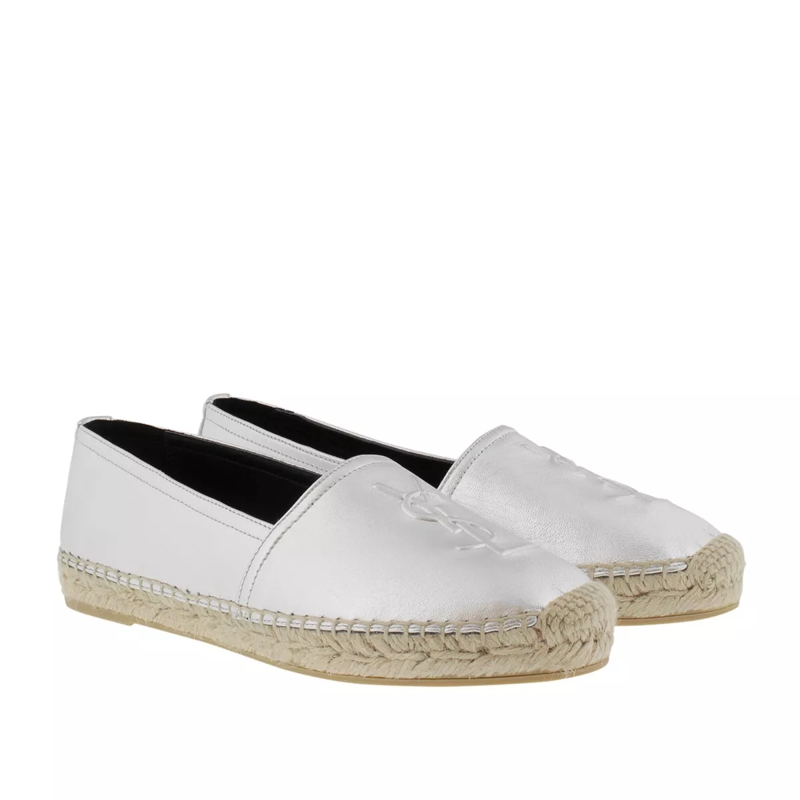 Saint Laurent Espadrilles YSL Monogramme Espadrilles Leather Argento