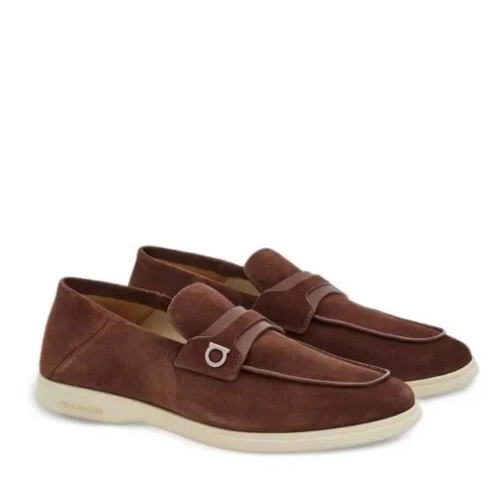 Salvatore Ferragamo Brown Deconstructed Gancini Loafers Brown Loafer