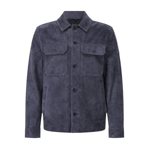 Belstaff Blazer Overshirt Waypoint aus Veloursleder Dunkelblau