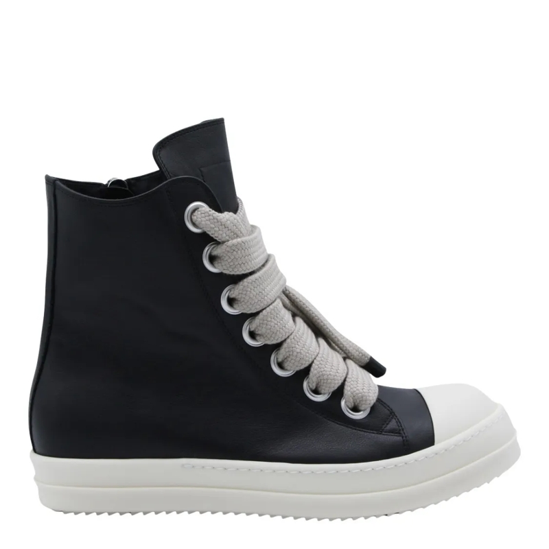 Rick Owens Lage-top sneaker High-Top Sneakers With Oversized Light Grey Lace Black