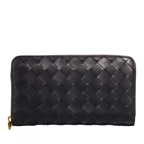 Bottega Veneta Zip-Around Wallet Intrecciato Black Plånbok med dragkedja