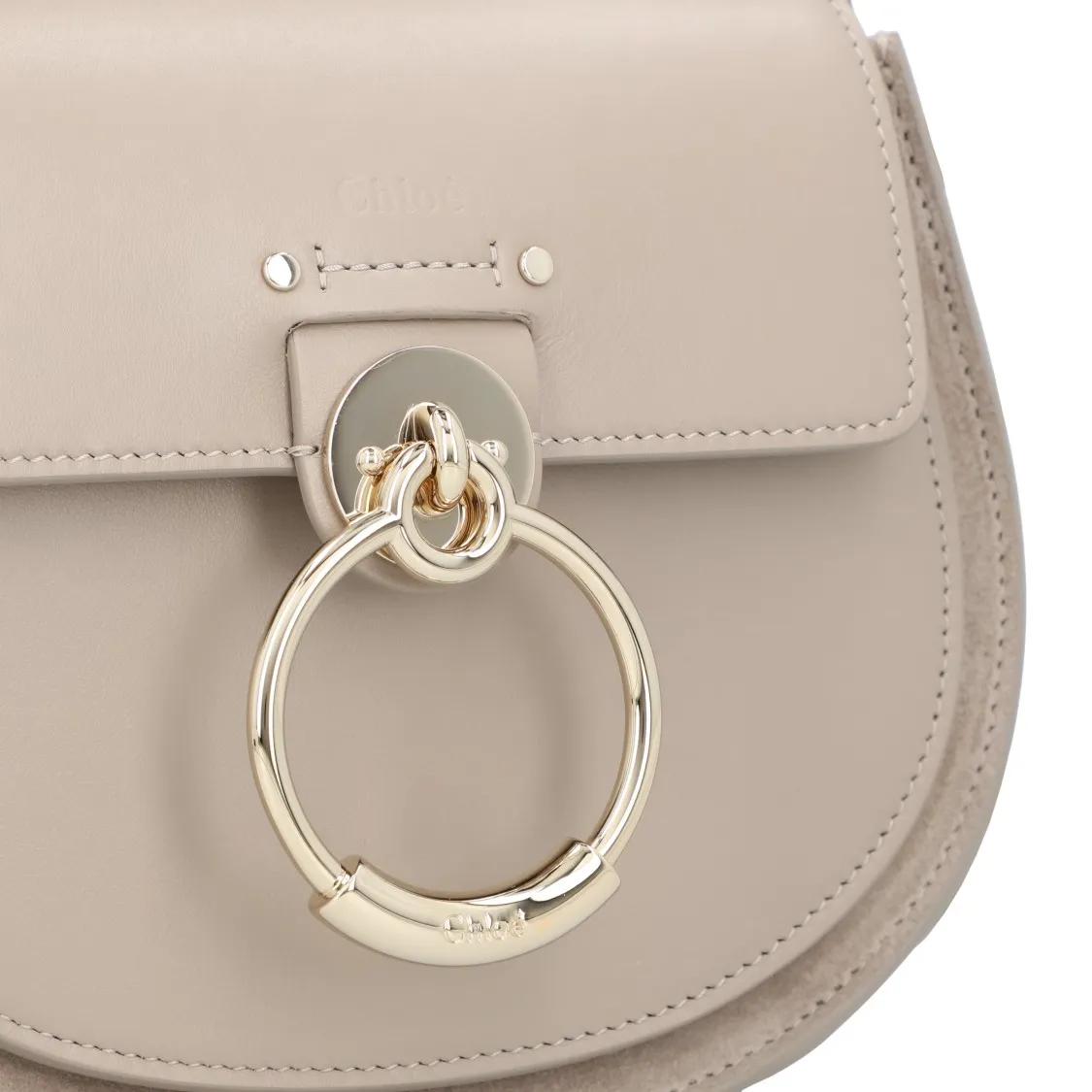 Chloé Hobo bags Small Tess Bag In Shiny Leather And Suede Grey in beige