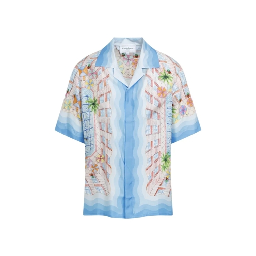 Casablanca Multicolor Silk Twill Cuban Collar Shirt Multicolor Hemden