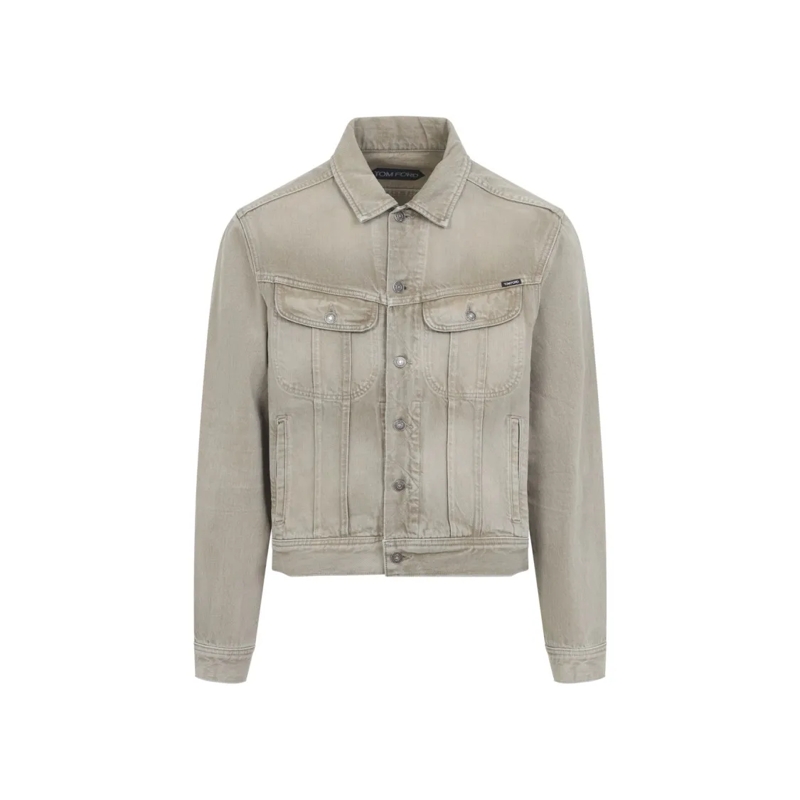Tom Ford Jeansjacke Classic Denim Jacket With Structured Collar Neutrals
