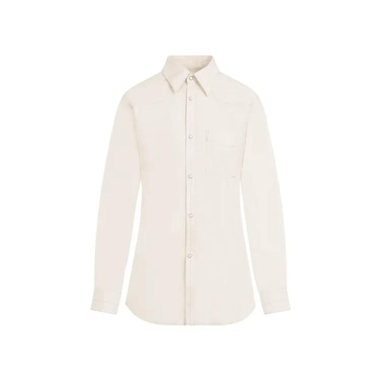 Lemaire - Western Fitted Cream Cotton Shirt - Größe 38 -