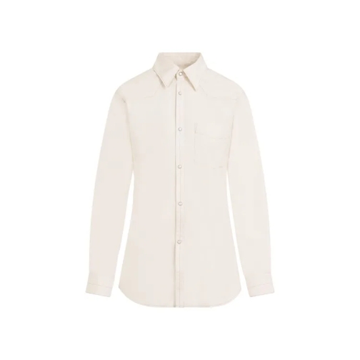 Lemaire  Western Fitted Cream Cotton Shirt Neutrals