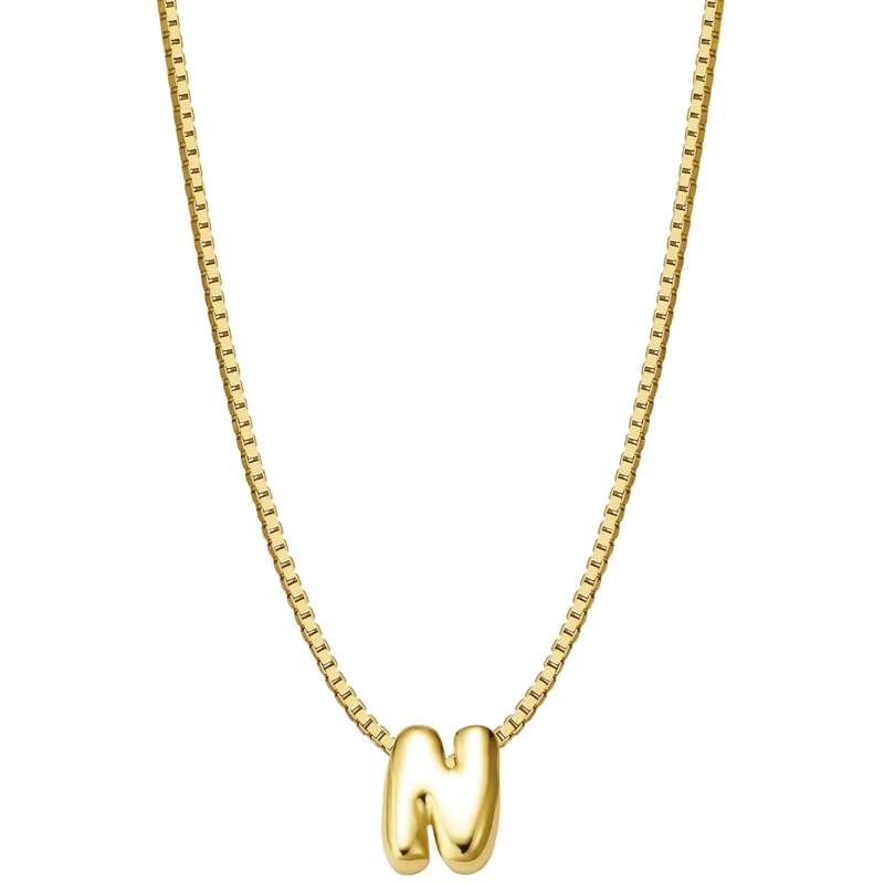 Glanzstücke München Mittellange Halskette Sterling Silber Halskette Buchstabe N gold