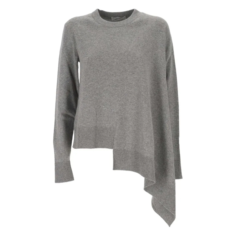 Alexander McQueen Trui Asymmetrical Cashmere Crew Neck Sweater Knitwear Grey