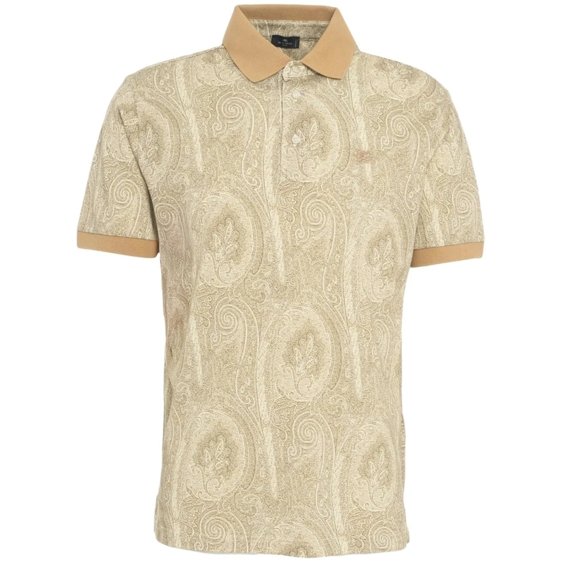 Etro T-shirt Polo shirt with paisley print beige