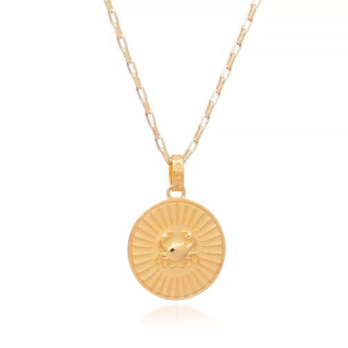 Rachel Jackson London Statement Cancer Zodiac Art Coin Long Necklace  Yellow Gold Medium Necklace