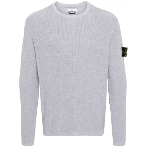 Stone Island Light Grey Cotton Fine Knit Sweaters Grey 