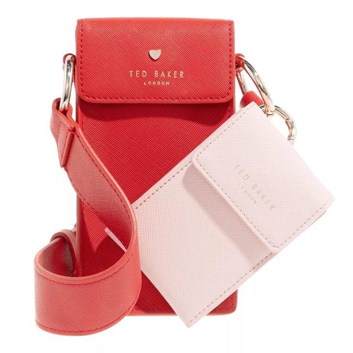 Ted Baker Shamih Studded Heart Pouch And Card Holder Red Crossbody Bag