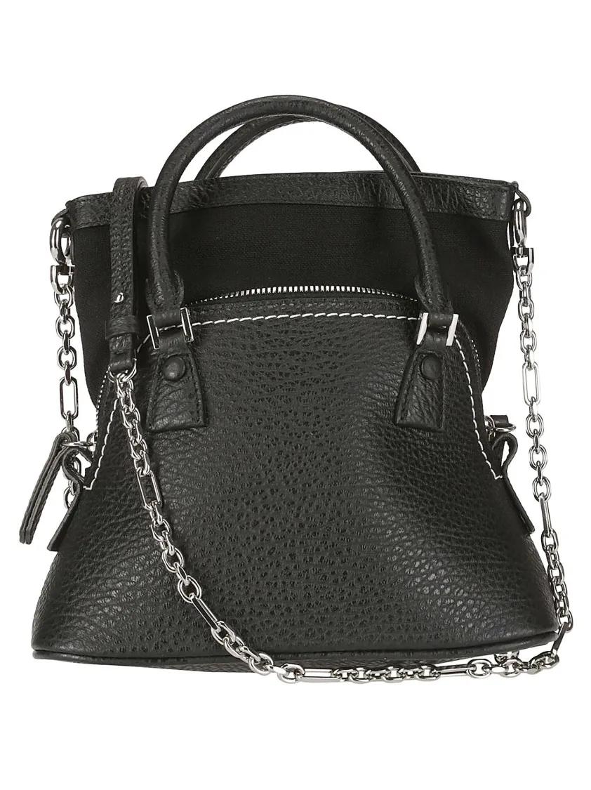 Maison Margiela Crossbody bags Black Leather Handbag With Dual Handles in zwart