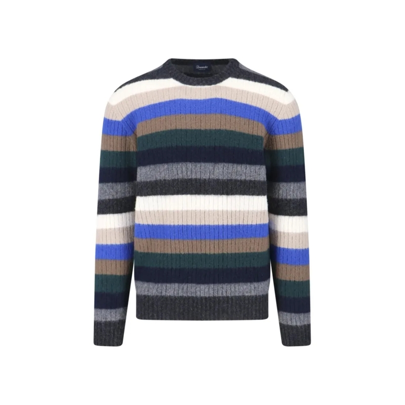 Drumohr Pull Multicolour Textured Knit Sweater With Ribbed Deta Multicolor