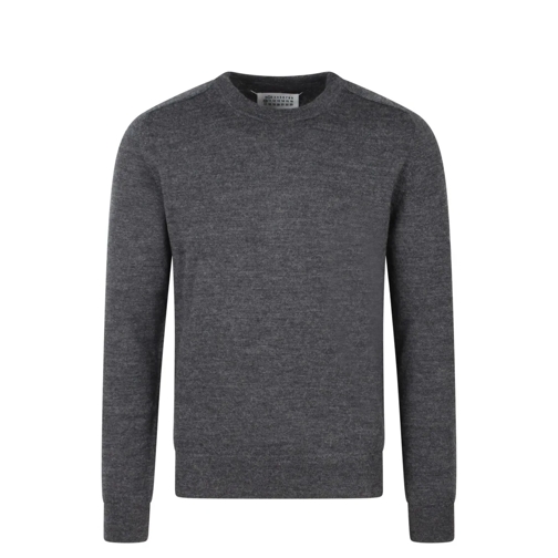 Maison Margiela Trui Leather Patch Sweater Grey