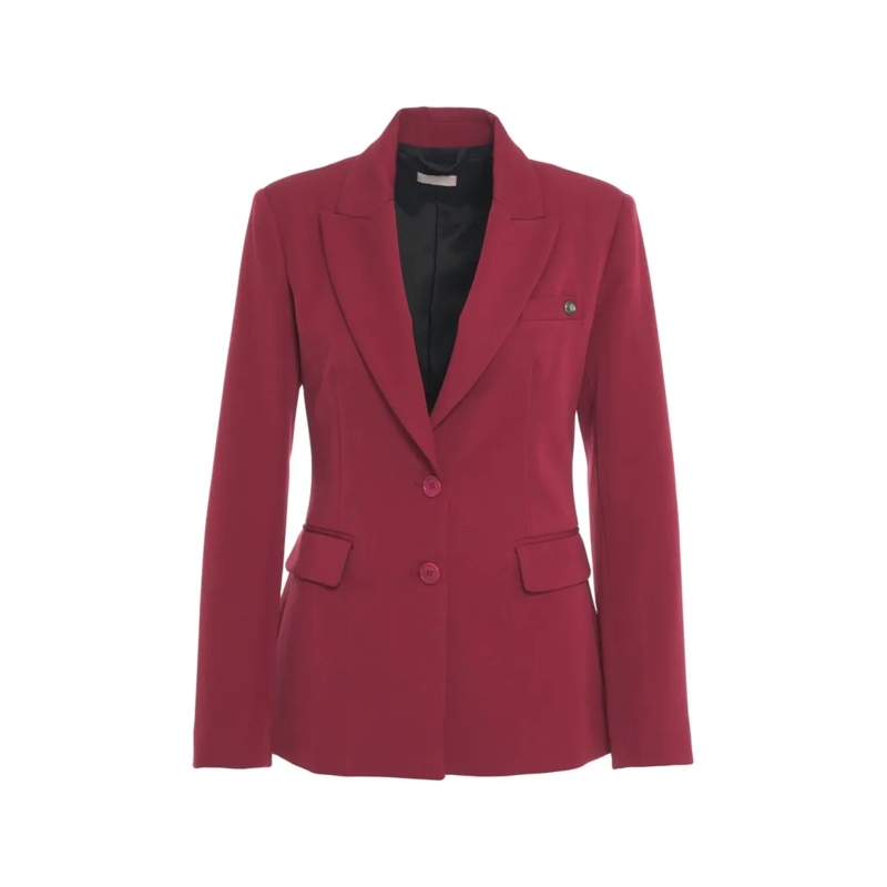 LIU JO Blazer Single-Breasted Tailored Blazer With Notched Lapel Burgundy