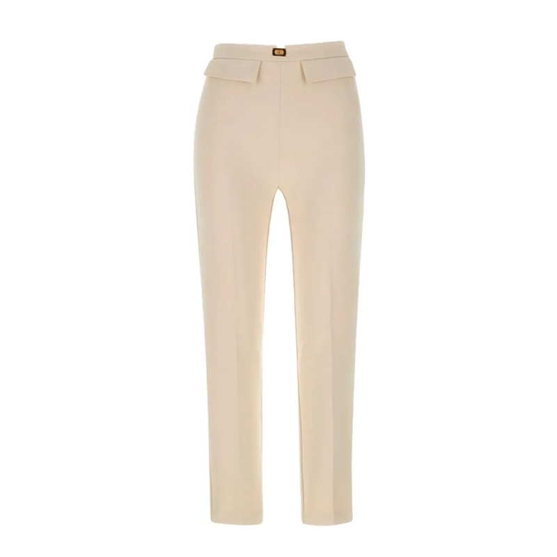 Elisabetta Franchi  High-Waist Tailored Trousers With Subtle Detailing Neutrals