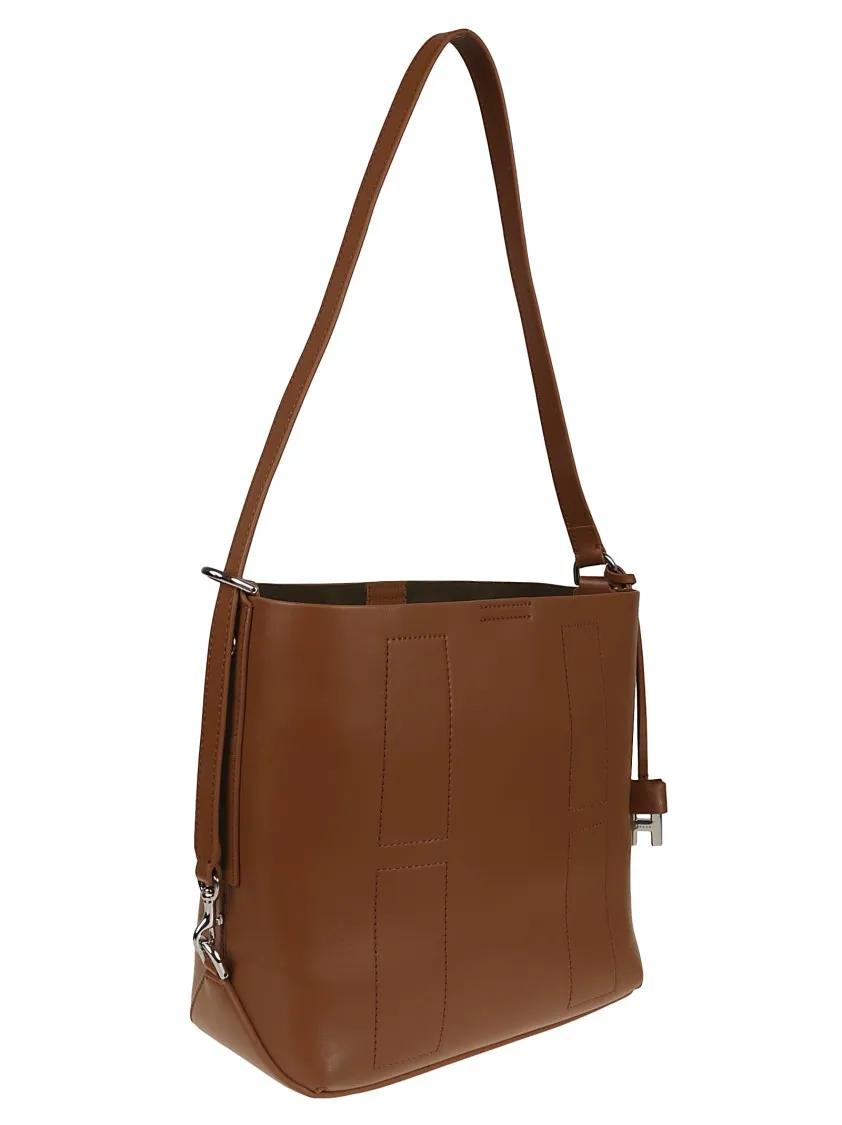 Hogan Hobo bags Soft Calfskin Hobo Shoulder Bag With Removable Pou in bruin