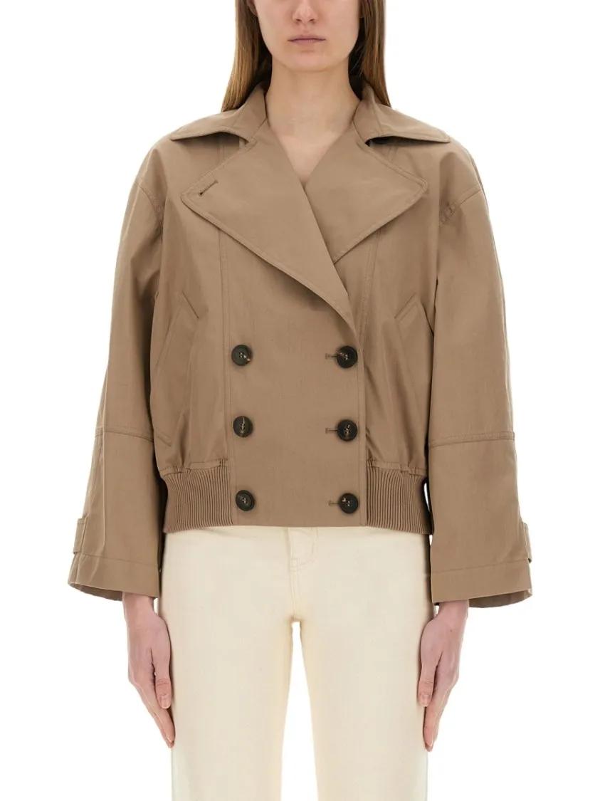 Thumbnail - Brunello Cucinelli - Techno Cotton Membraned Panama Crop Caban - Größe 42 - braun
