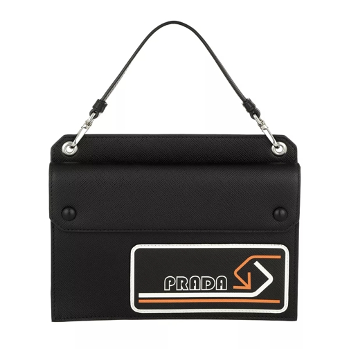 Prada Logo Mini Bag Leather Black/Orange Crossbody Bag