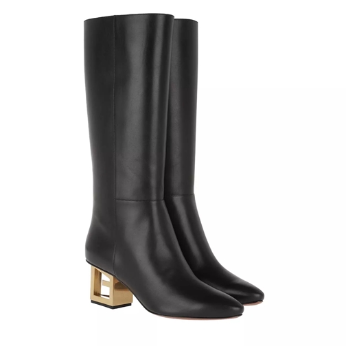 Givenchy W/Triangle Logo Heel Leather Black Boot