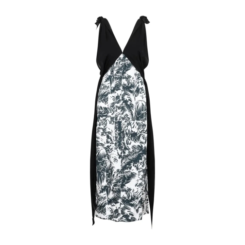 Bottega Veneta Abendkleider Black Silk Printed Silk Long Dress Black