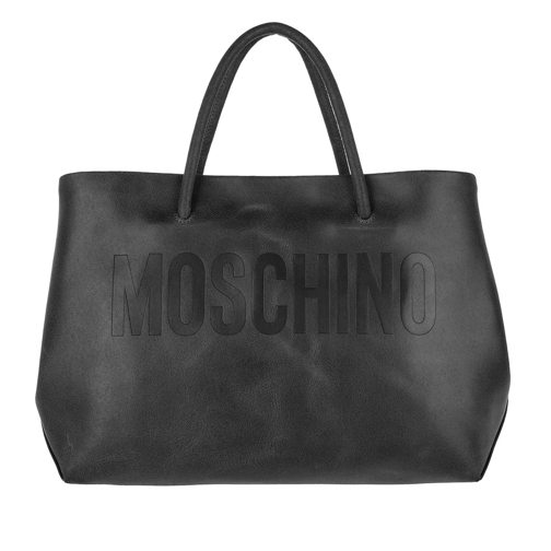 Moschino Leather Logo Shoulder Bag Black Satchel