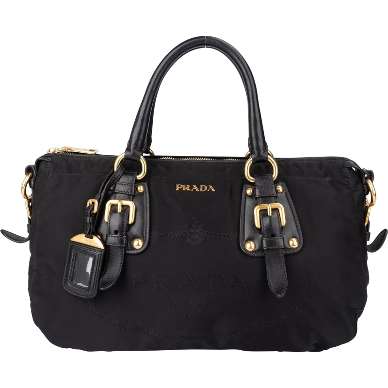 Prada Schultertasche Prada Black Nylon City Handbag schwarz