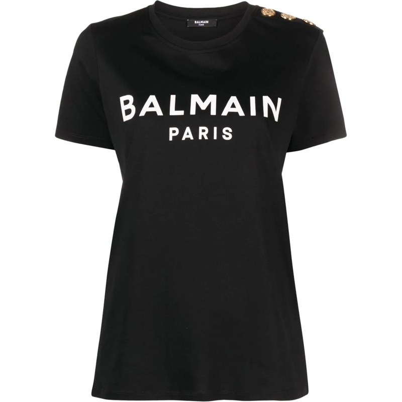 Balmain T-Shirt Top Noir Blanc schwarz