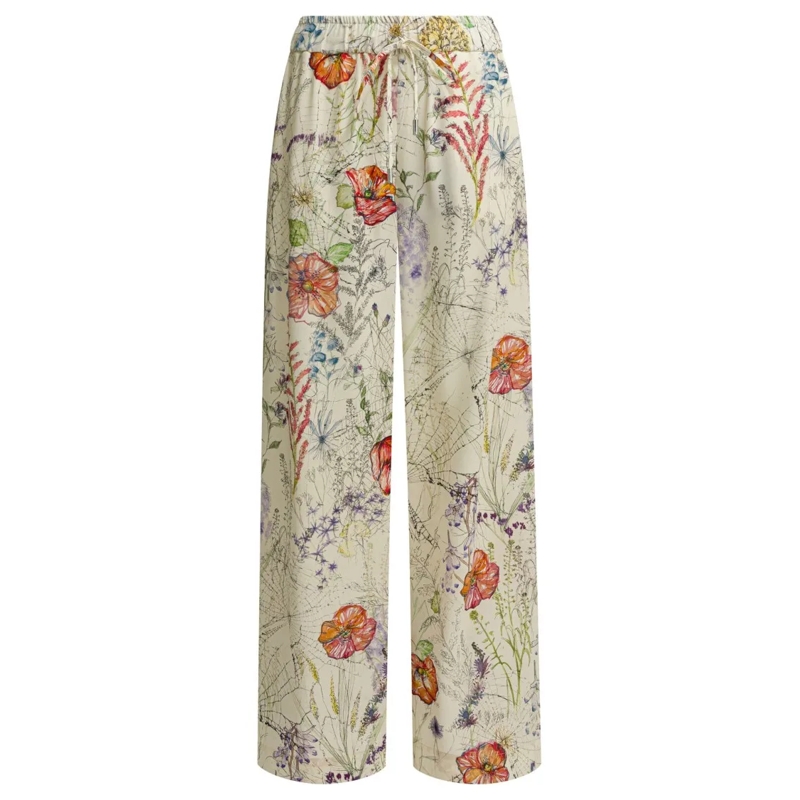 Alexander McQueen  Botanical Print Wide-Leg Trousers With Relaxed Fit Neutrals