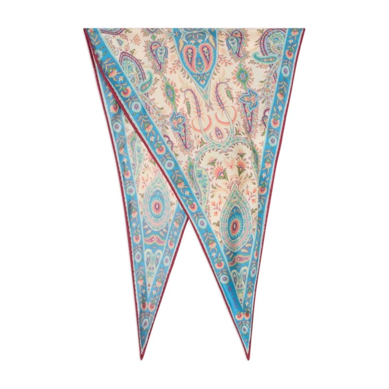 Etro Écharpe légère Paisley Print Silk Scarf With Design Neutrals