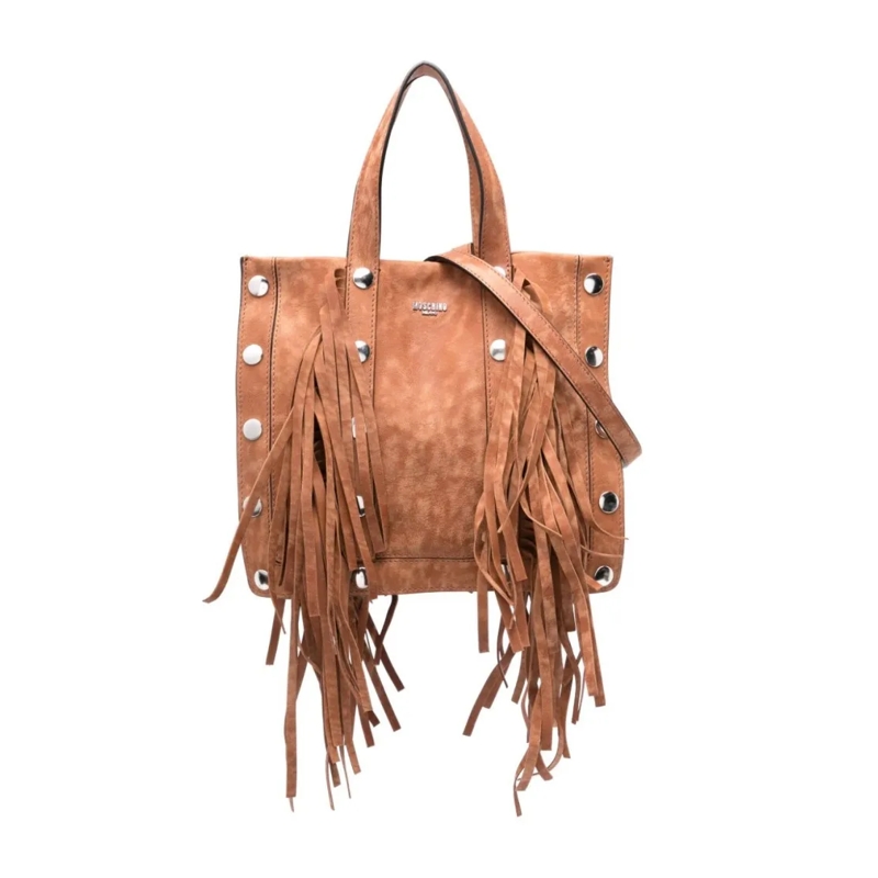 Moschino Sac à bandoulière Fringe-Embellished Rectangular Brown Suede Bag Brown