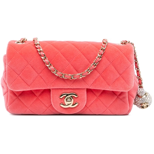 Chanel Sac à bandoulière 2020 Mini Rectangular Velvet Pearl Crush Flap rose (Image 2)