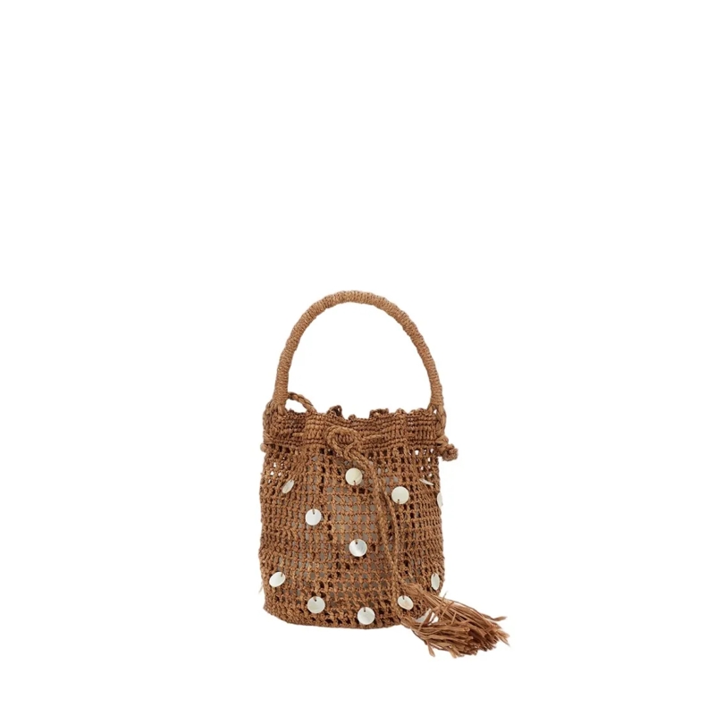 Alanui Buideltas Brown Pearl Precious Moments Raffia Bag Brown