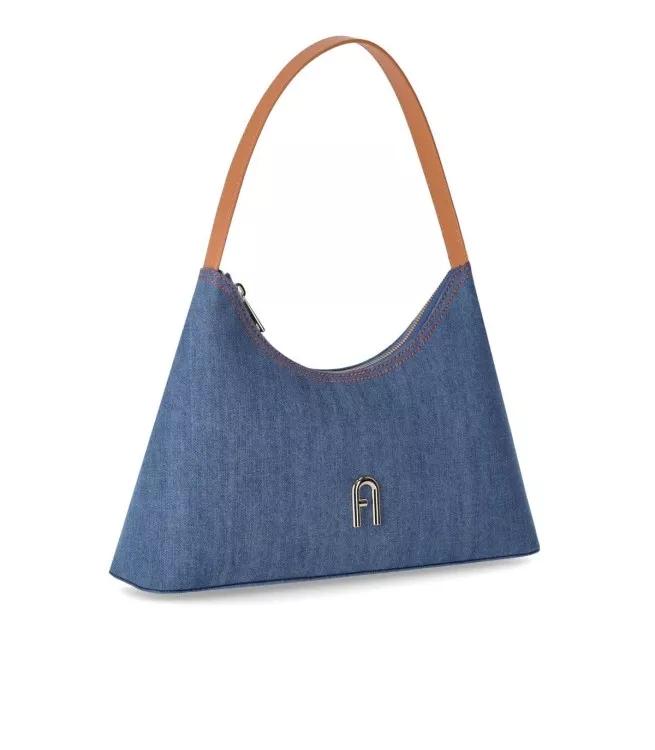 Furla Shoppers Diamante S Denim Blue Shoulder Bag in blauw