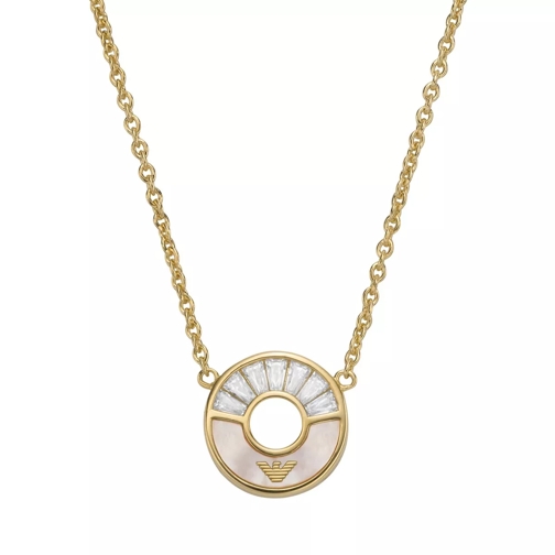 Emporio Armani Mother of Pearl Pendant Necklace Gold Kurze Halskette