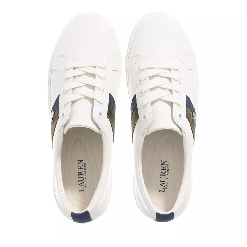 Lauren Ralph Lauren Low-Top-Sneaker Janson II Low Top Lace Sneaker Snow White/Navy/Dark Olive(Image 4)