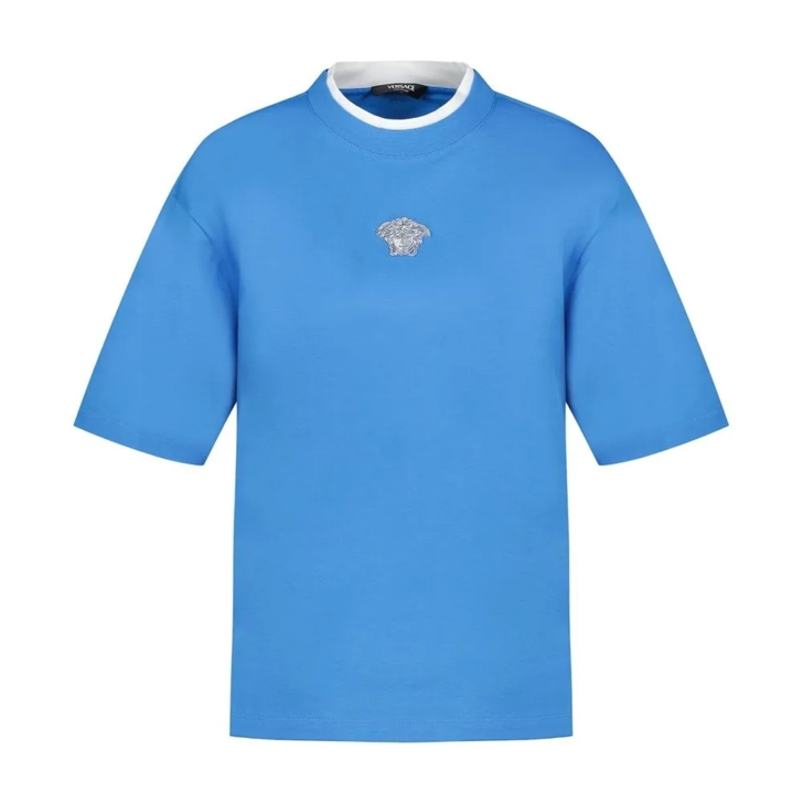Versace Medusa T Shirt Cotton Blue Blue T-Shirt