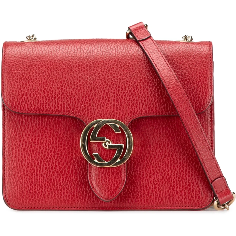 Gucci Schultertasche Small Dollar Calfskin Interlocking G Crossbody rot