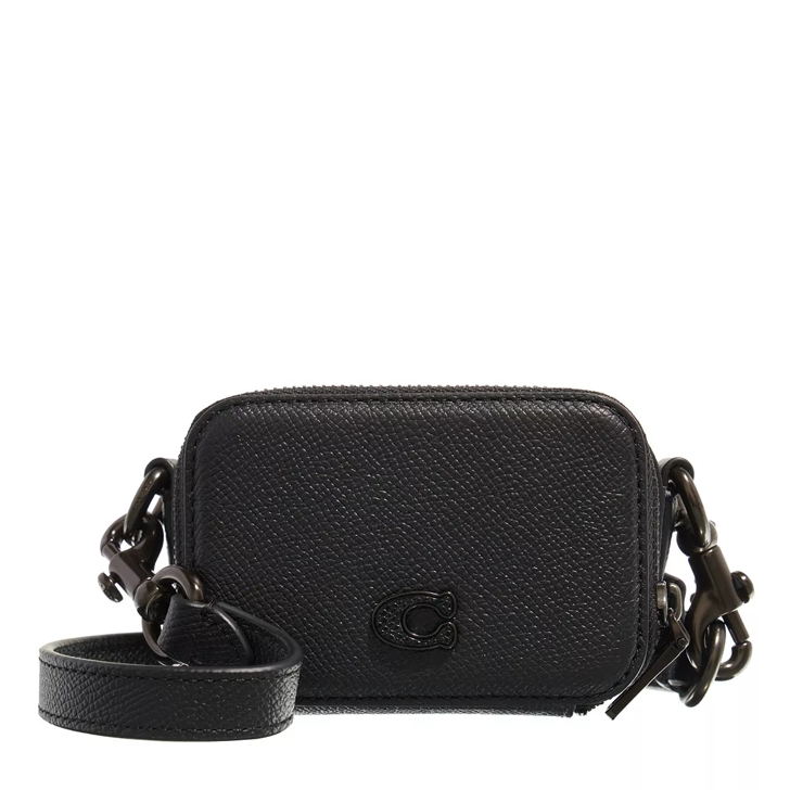 Coach Crossbody Pouch In Crossgrain Leather Black Micro Bag