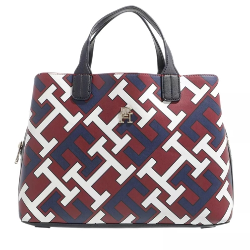 Tommy Hilfiger Iconic Tommy Satchel Monogram Corporate Mix Tote